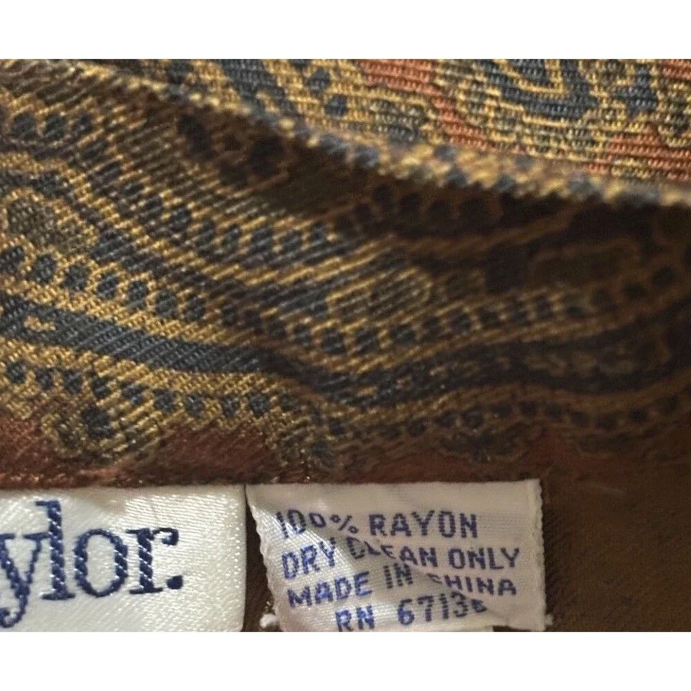 Vintage‎ Ann Taylor Paisley Rayon Maxi Skirt Brown Gold Size 8 Pleated Boho 90s